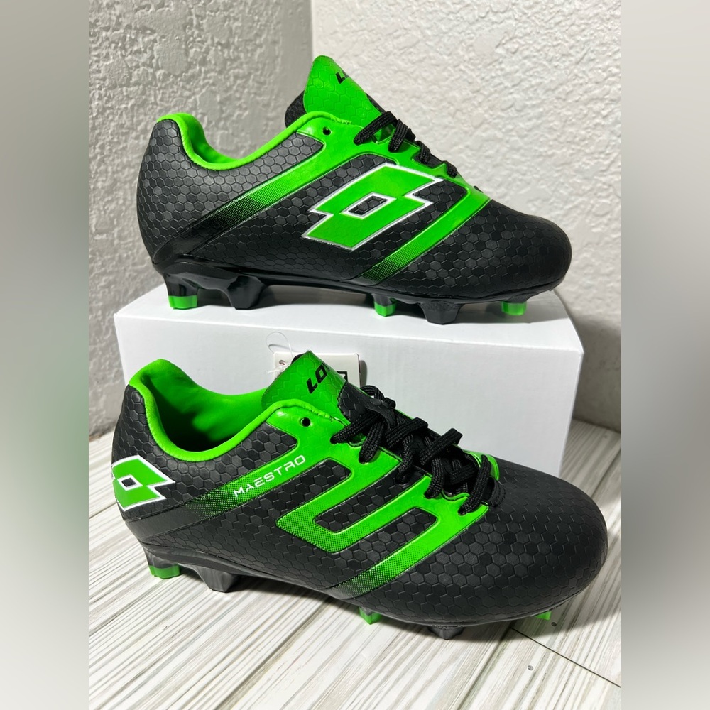 Lotto Maestro 700 V FG kids Soccer Cleats black‎ green size 2